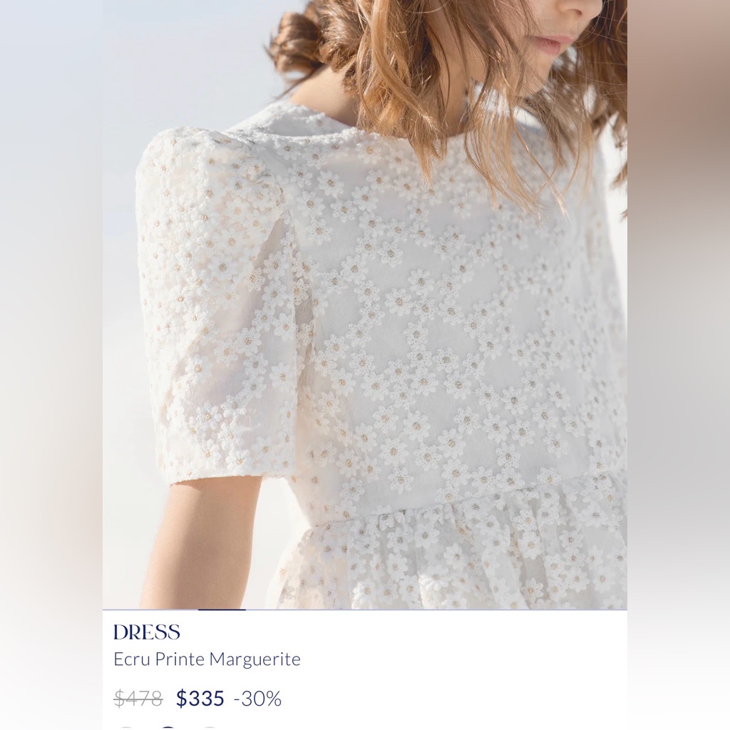 Tartine Et Chocolat Ecru Printe Marguerite Ivory Embroidered Dress Size 4a